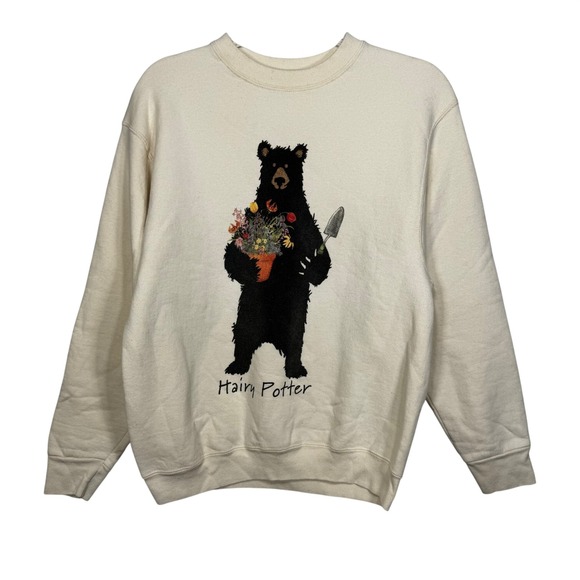 Fruit of the Loom Other - Fruit‎ of the Loom Hairy Potter Bear Sweatshirt Mens Medium Cream